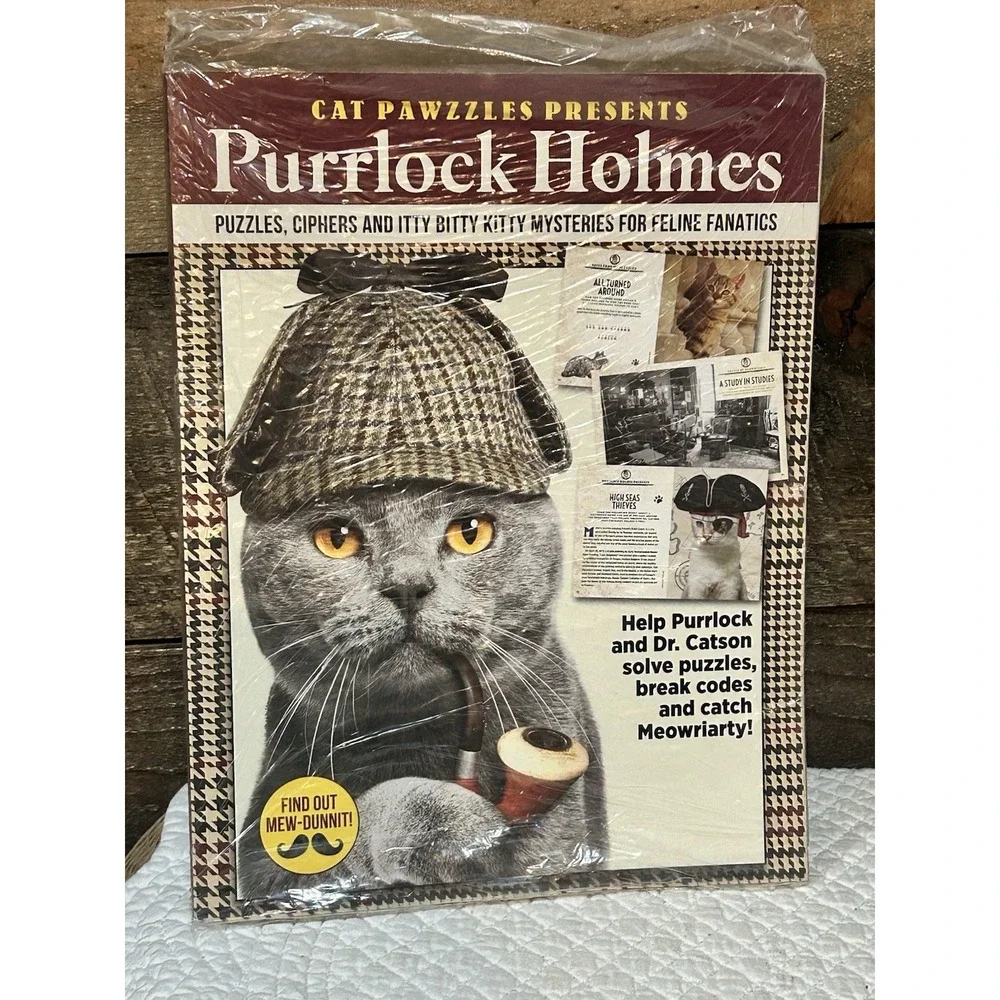 Purrlock Holmes Cat Pawzzles Cat-Themed Puzzle Book Kitty Mysteries NEW